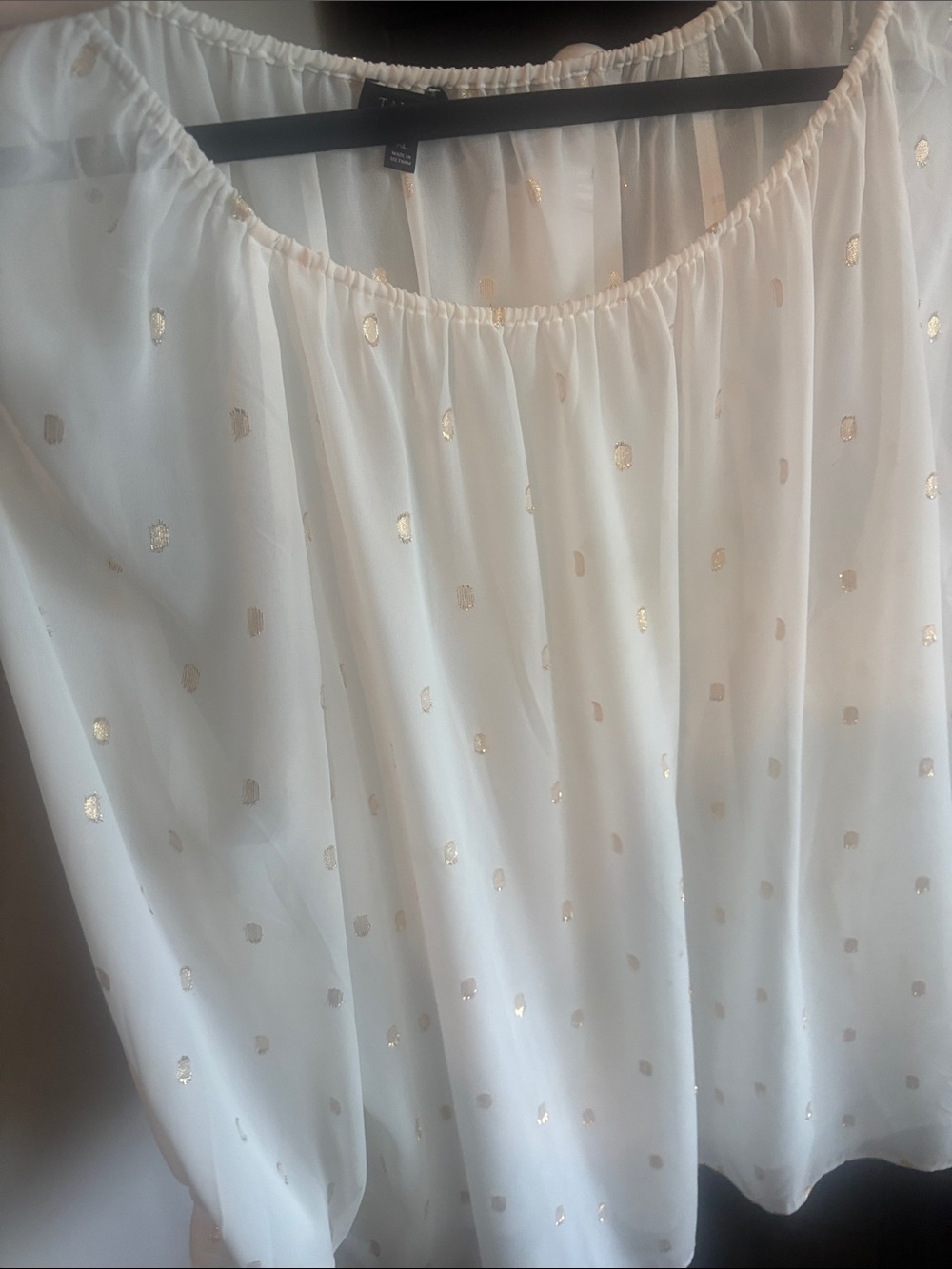 White A-Line Skirt with Gold Dot Accents